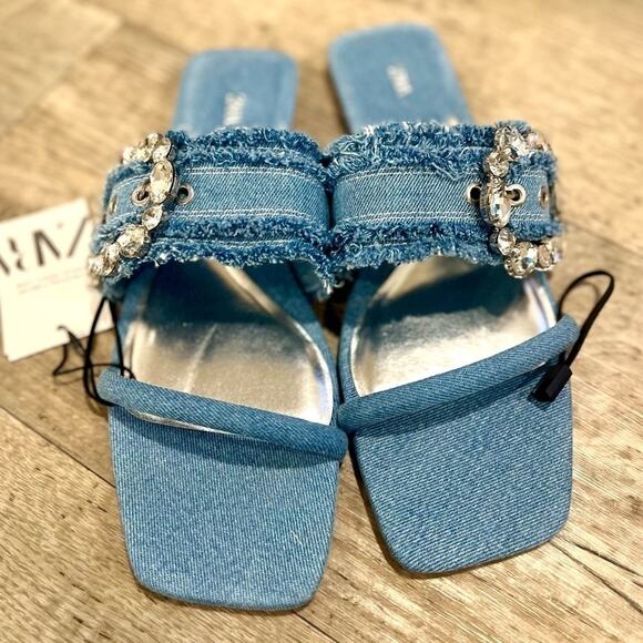 ZARA Embellished Slides NWT - Picture 7 of 16